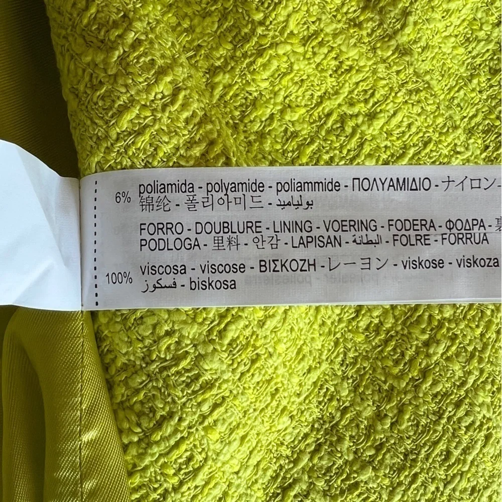 ZARA Women NEW TEXTURED WEAVE BLAZER LONG JACKET LIME GREEN S | 2813/469